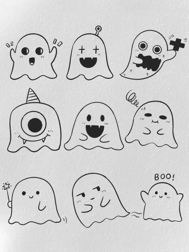 表情# 万圣节快到了,幽灵出没~ 万圣节你想扮哪个可爱小幽灵呢97