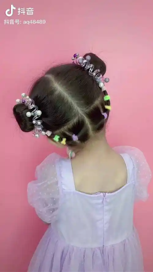 儿童双丸子头发型丸子头儿童编发