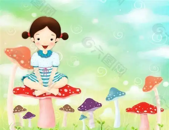 快乐女孩卡通漫画韩式风格分层psd0202