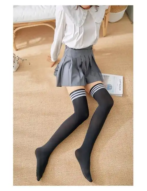 可莉允日式校服袜子小腿袜白色中筒袜长筒袜女童过膝夏薄款春秋可爱