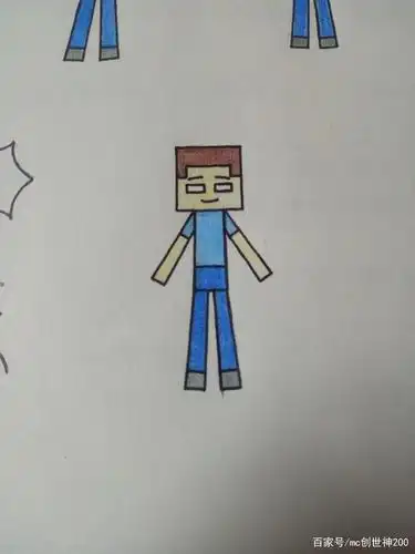 要想画出不同形态的herobrine,只需要改变一下他的手和脚的形状以及