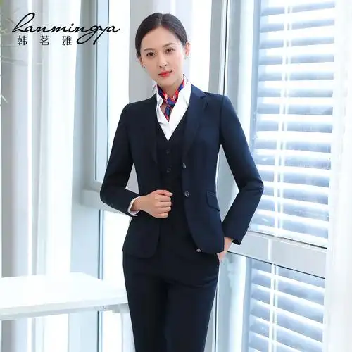 韩茗雅职业套装女秋冬气质商务正装西服置业顾问工作服银行职业装
