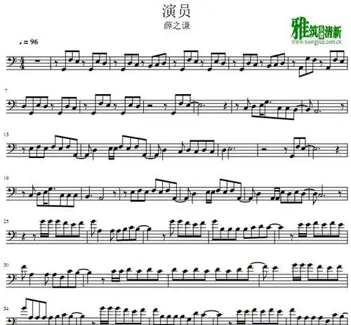 sheet music  流行音乐乐谱  楽谱  五线谱  演员 大提琴谱  pdf格式