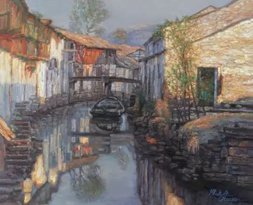 【油画】陈逸飞《江南水乡》