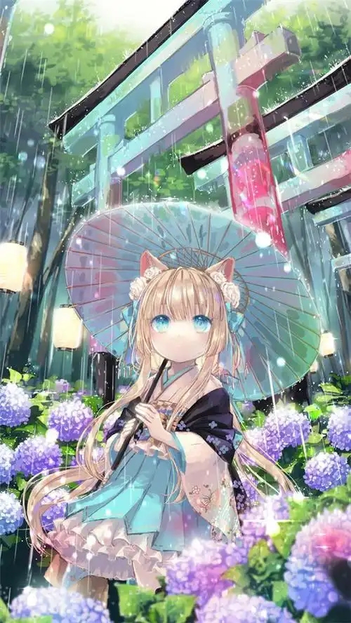 二次元动漫美女古风撑伞系列高清图片