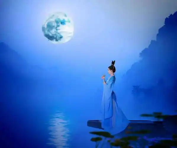 月下思慕佳人,愁颜望月沉