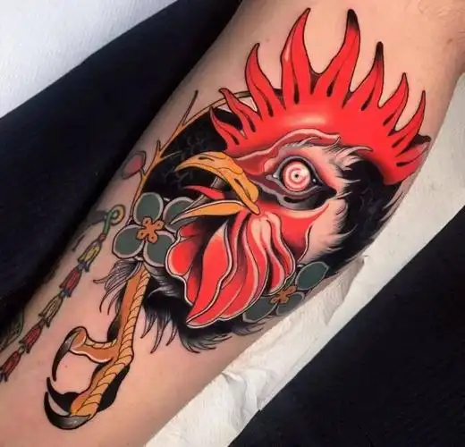 雄鸡报晓的公鸡纹身