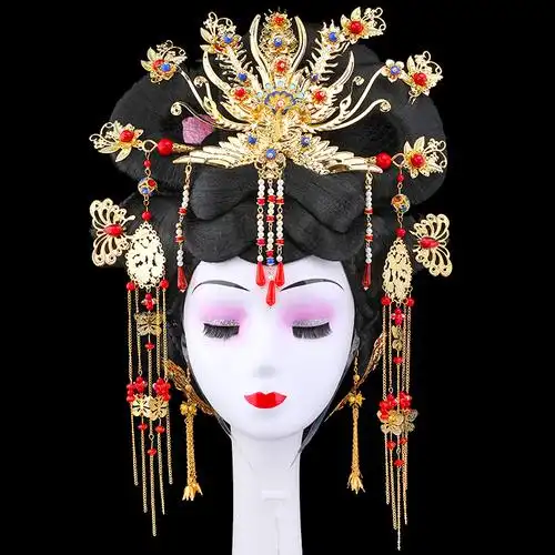 唐朝贵妃发冠发簪饰品反串凤冠发饰古装皇后造型盘发流苏头饰套装