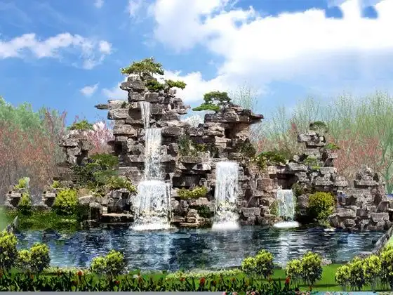 某工厂园林工程假山效果图04