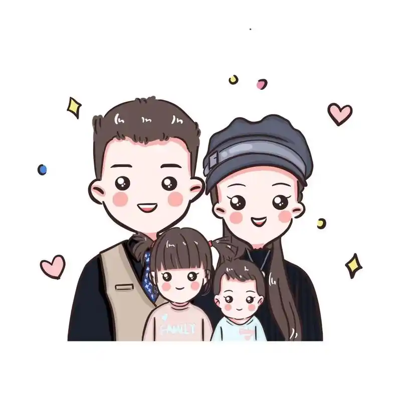 可爱一家三口四口头像,幸福温馨的一家人.