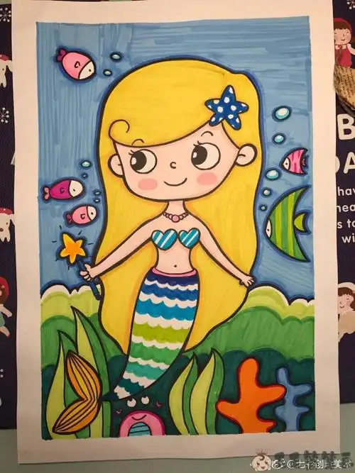 海的女儿儿童画图片