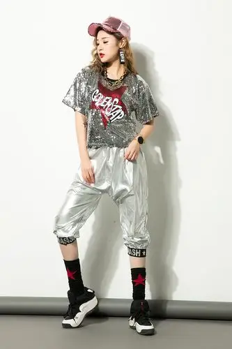 新款成人ds街舞嘻哈演出服现代舞亮片女装表演服爵士舞蹈服套装