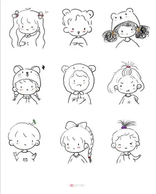 手帐简笔画q版小女孩