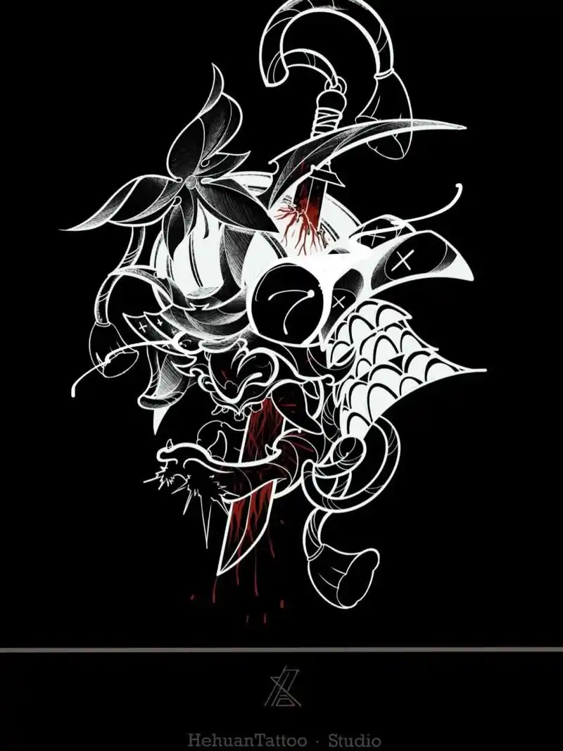 纹身手稿 | 鬼武士 鬼武士 风格:newschool 推荐位置:大臂外侧 | 小腿