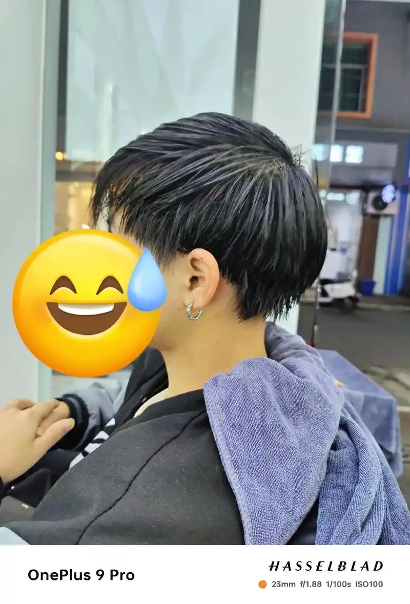 钢夹烫.发型效果: 男生8-10厘米长度少年感较强.