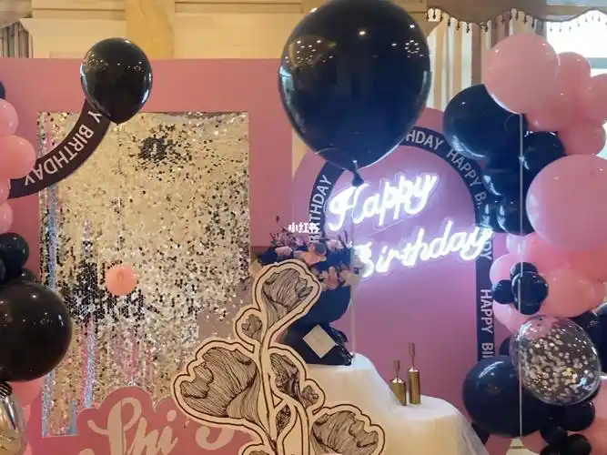 黑粉色系可盐可甜#气球布置  #40岁  #生日宴  #少女派对  #优雅风