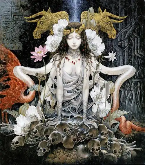 的超载细节,充满空间感的立体创作,仿佛一幅画卷也盛不下她的妖人世界