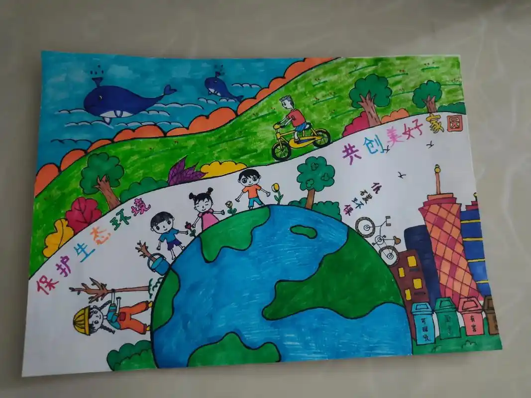 生态环保主题#爱护环境人人有责 #少儿美术 #一起学画画  - 抖音