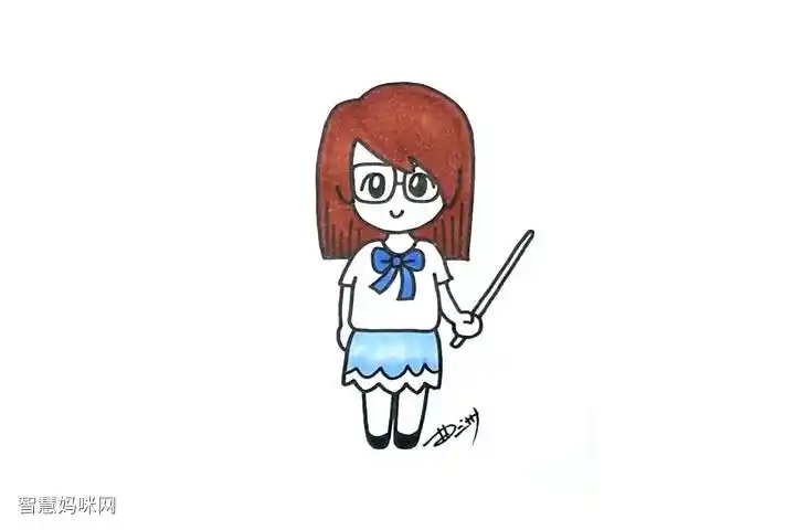 漂亮的女老师简笔画
