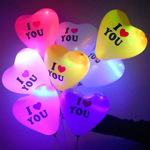 心形 发光气球 生日派对装饰浪漫闪光告白气球led夜光彩灯气球