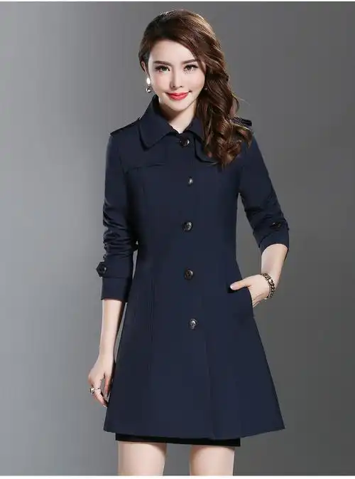 2016秋季外套女装新款长袖休闲双排扣纯色中长款修身女风衣女英伦