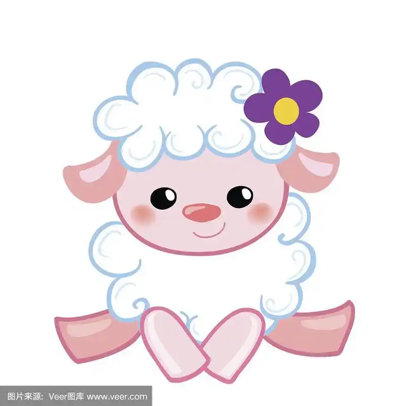 矢量插图可爱的羔羊在风格卡通.