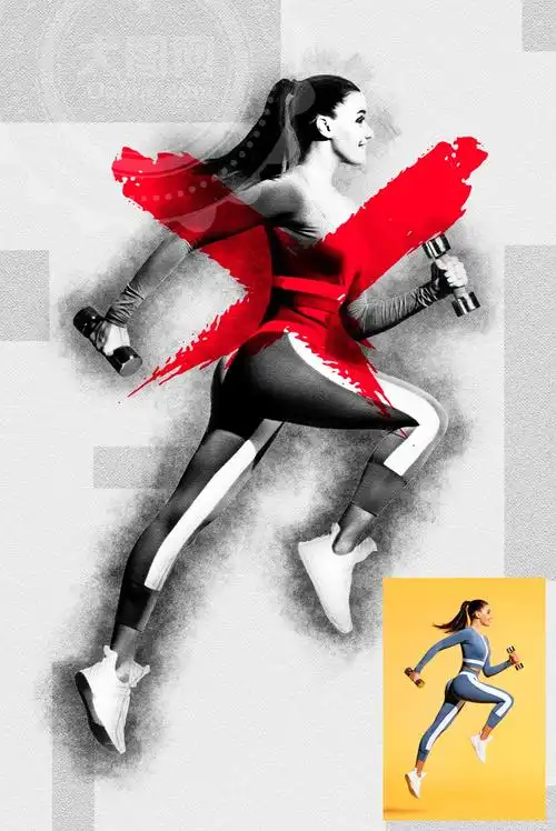 复古风格创意人像海报设计ps动作