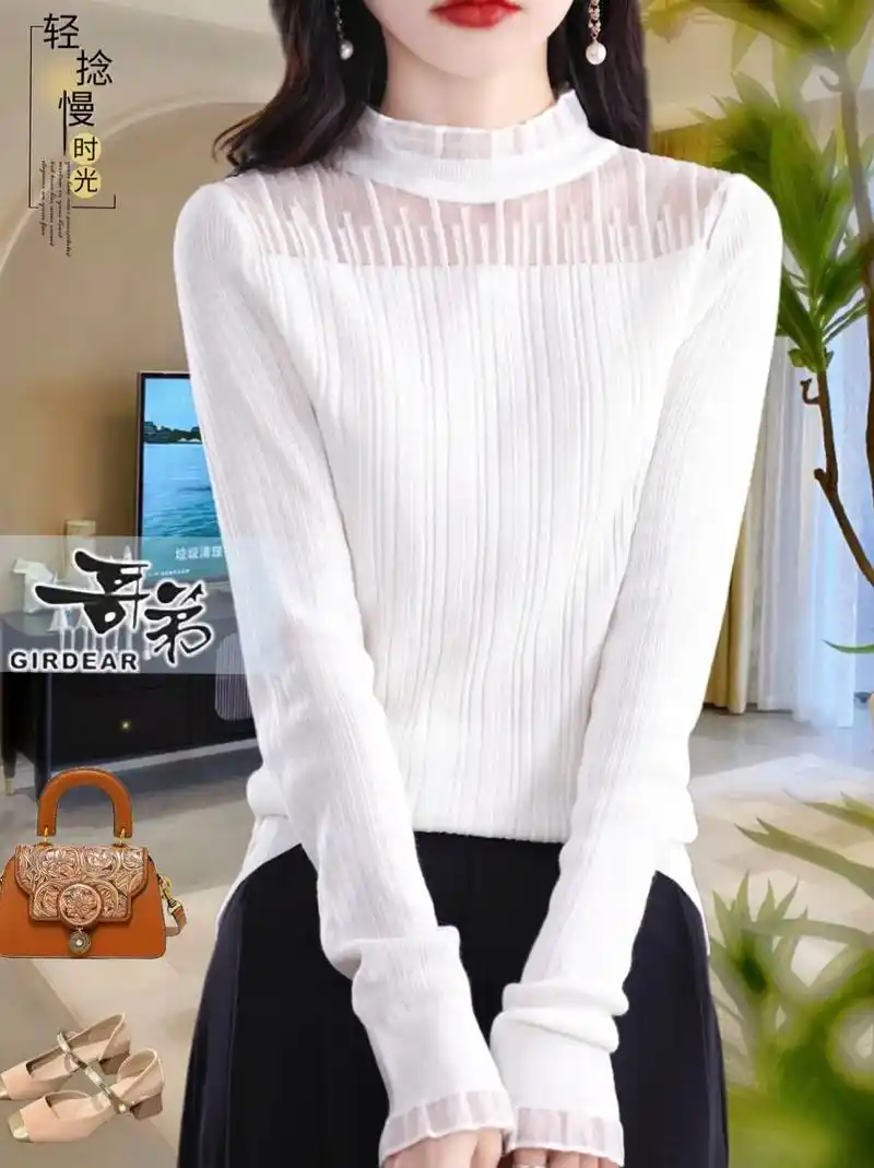 蕾丝镂空打底衫