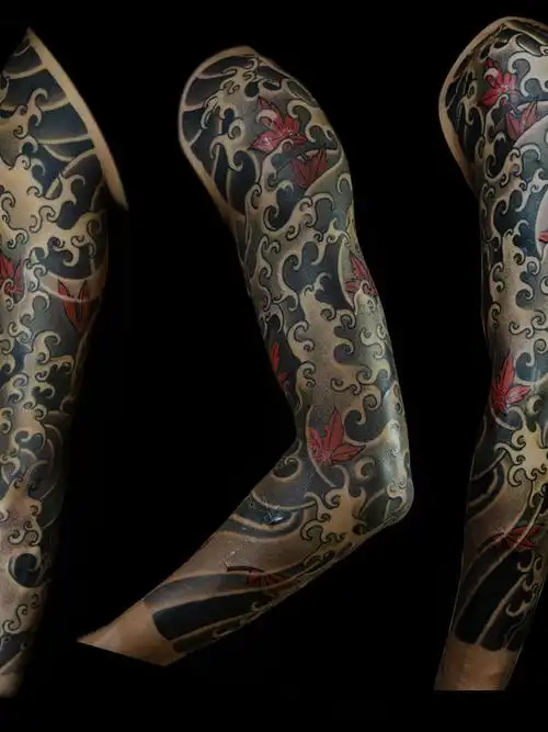 传统纹身水浪花臂