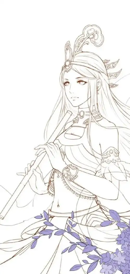 高能多图!古风汉服人物手绘线稿