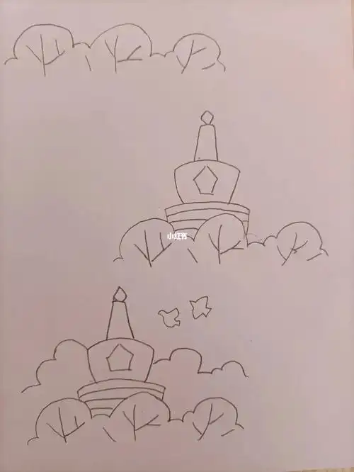 简笔画(26)北海白塔
