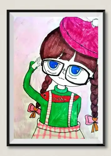 《戴眼镜的女孩》   陈润志        9岁