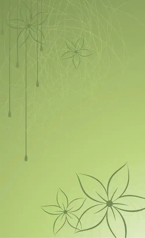 手绘花朵绿色背景