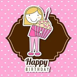 卡通过生日的孩子插画