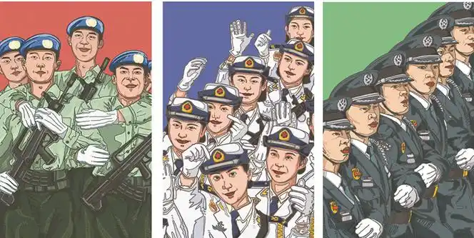 图片自左到右依次为: 维和蓝盔 飞扬青春 新生力量