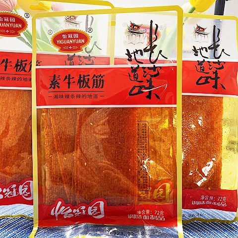 怡冠园素牛板筋小包装72g辣片牛筋休闲网红手撕辣条香辣麻辣袋装