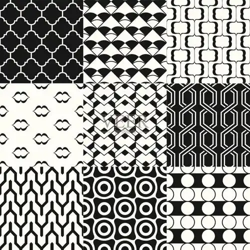 无缝的黑白几何图案矢量图素材