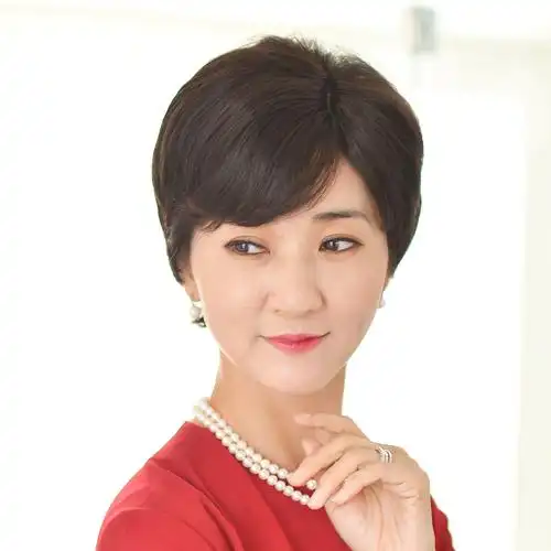 中老年真发假发短发女士蓬松发型 分缝头皮中年妈妈假发整顶发套