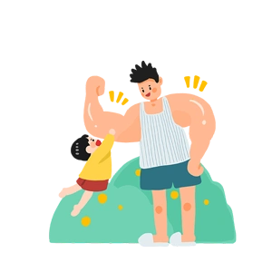 父亲节爸爸强大的臂力插画免抠素材