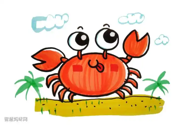 三张可爱的螃蟹简笔画图片-图1