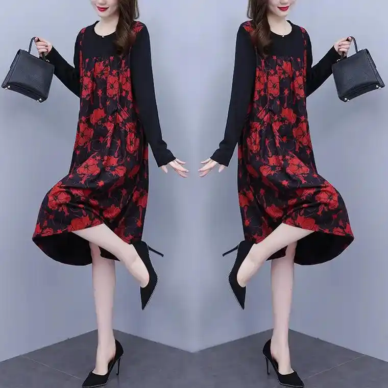 大码女装秋冬新款胖贵夫人打底连衣裙高端洋气质妈妈长裙子 - 抖音