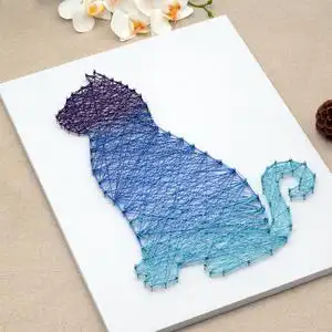 如意年华星空猫北欧纱线画立体钉子绕线画手工制作diy房间装饰弦
