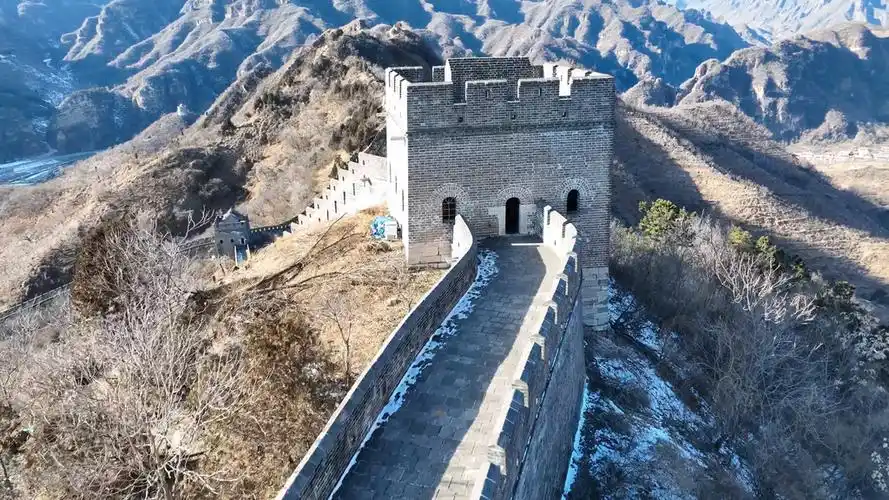 天津蓟州黄崖关长城敌楼烽火台平推航拍