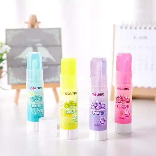 批发 得力9628果冻色透明固体胶学生固体胶21g大号强力胶水