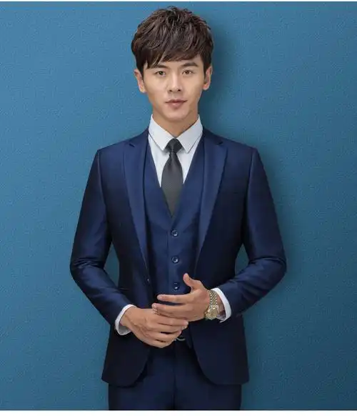 商务职业正装西装男韩版修身新郎结婚礼服春秋_西服套装_帅哥外套