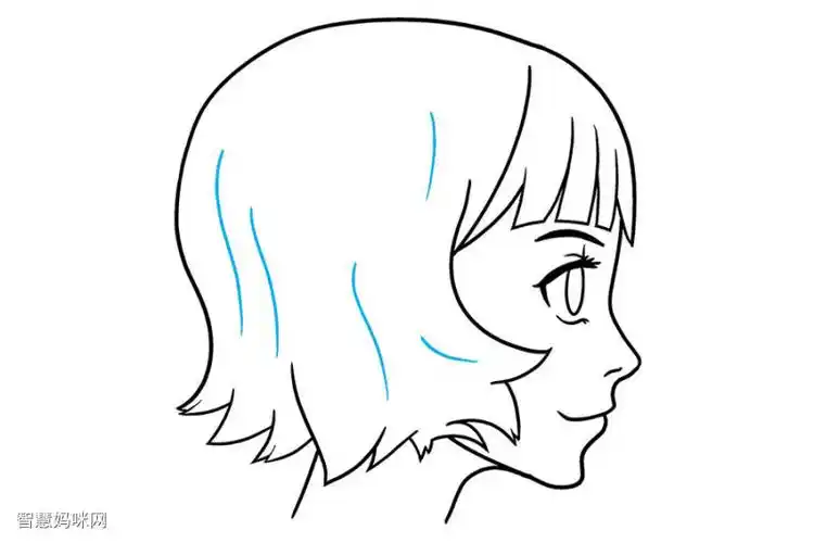 短发小女孩侧脸怎么画