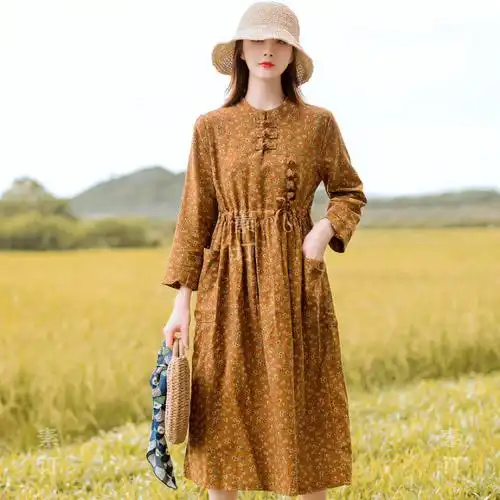 素订棉麻女装旗舰店2021秋装