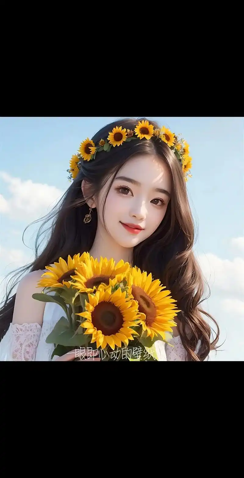 向日葵花环小仙女头像 一眼即心动的壁纸#女生头像 #向日 - 抖音