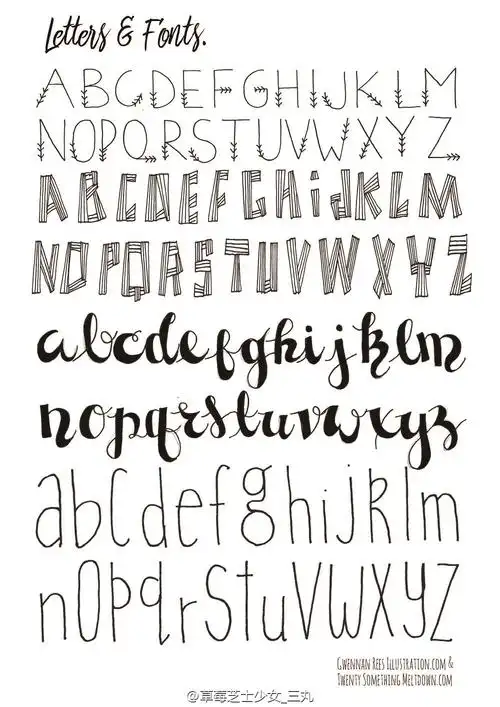 实用手帐英文花体字母素材