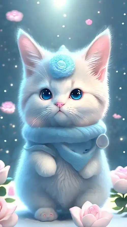 超萌系蓝眼白毛猫星人壁纸简直把心都萌化了